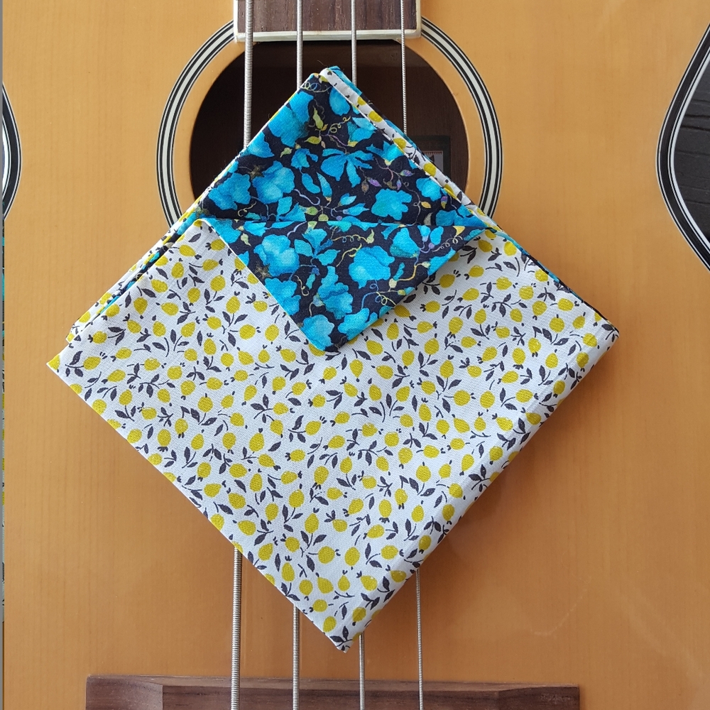 NEW Pocket Square Double Sided - Floral Ice